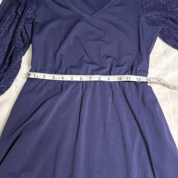 💙Grace Karin Navy Midi Dress with Lace Sleeves - Picture 10 of 16